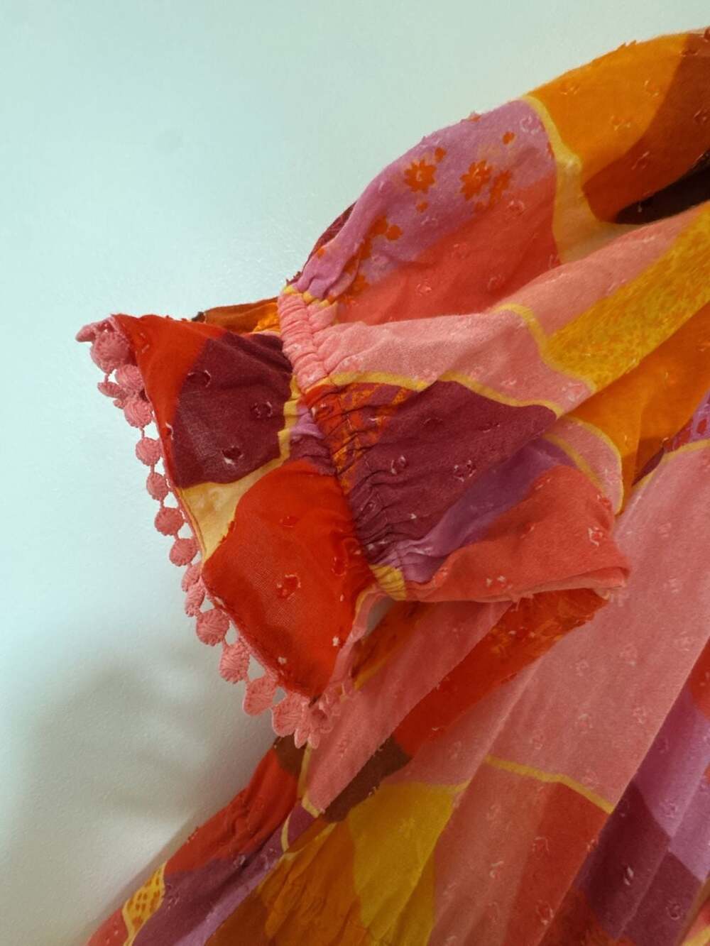 Farm Rio Pink Orange Patchwork Midi Dress Size M - Picture 3 of 5
